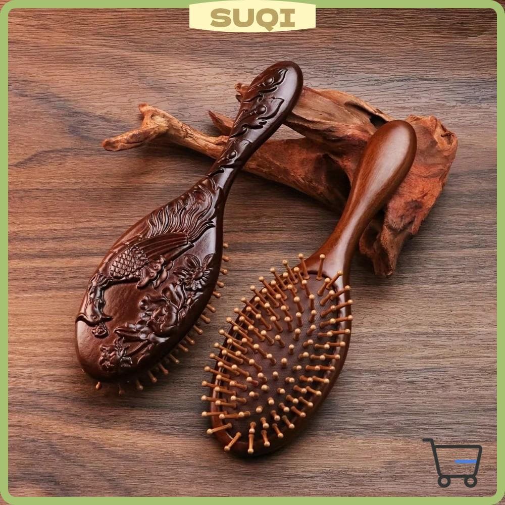 Pente De Sândalo SUQI , Almofada De Ar De Dentes Finos , Escova De Estilo Formato Oval Massagem Para Couro Cabeludo