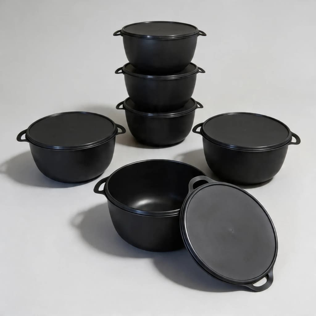 Kit Potes Bowls 2800ml Redondo De Plástico Com 5 Unidades