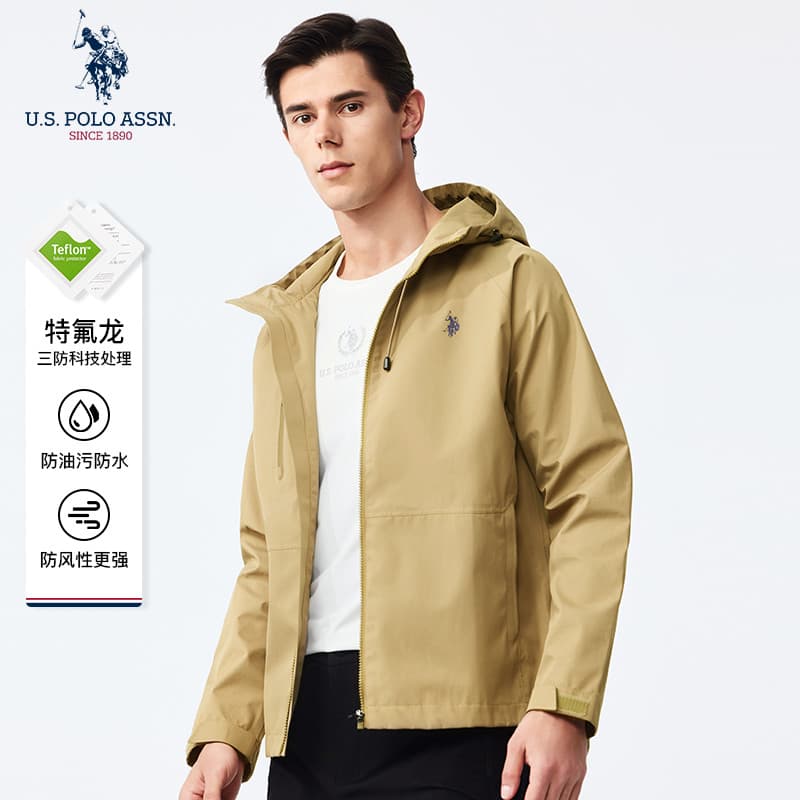 Uspoloassn jaqueta com capuz masculina primavera outono 2024 novo estilo americano Casual maduro estável casaco de negóc
