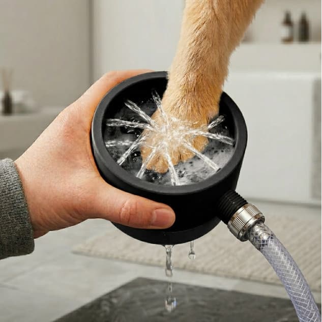 Lava Patas Pet Chuveiro Massageador Alta Frequência 360º Cachorros e Gatos