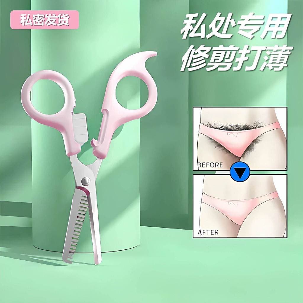 Partes íntimas aparador de desbaste de cabelo púbico tesoura de dentes redondo barbeador de cabelo masculino feminino te