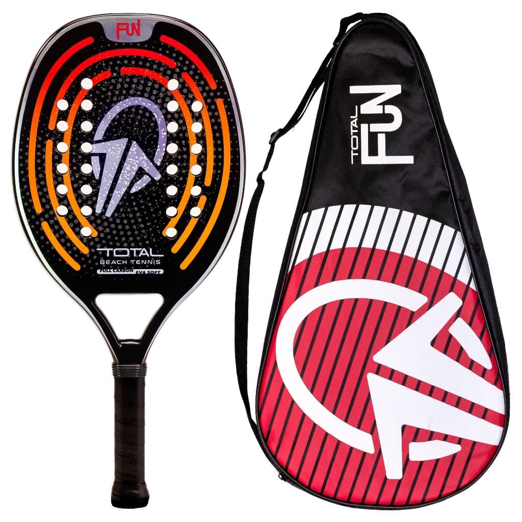 Raquete de Beach Tennis Carbono Total Fun + Capa Iniciante e Intermediários