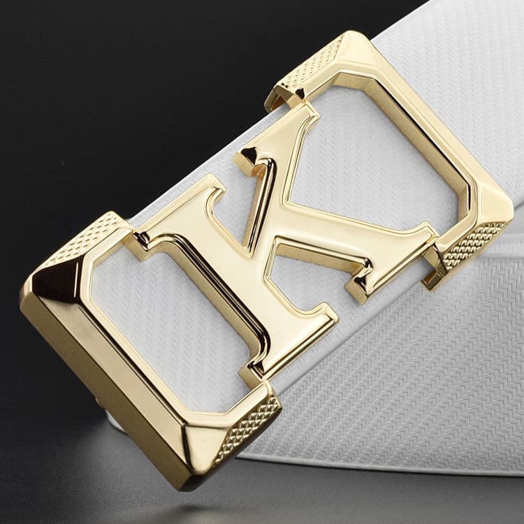 Cinto De Couro Genuíno Masculino Branco Liso Para Negócios De Vaca Versão Coreana Casual Jovem De Meia-Idade Médio