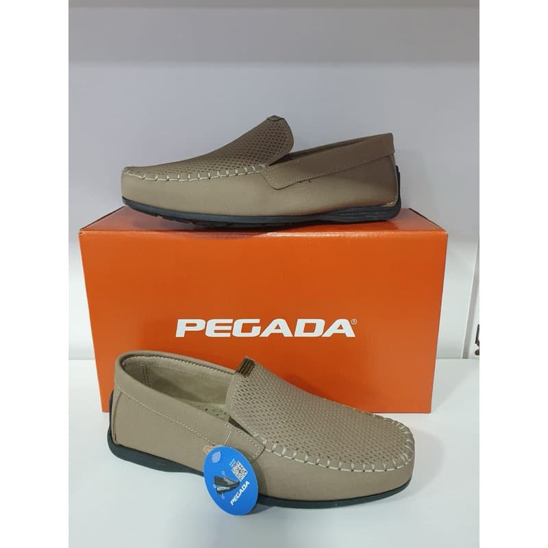 Pegada Mocassim Masculino Couro Jeans Areia 140780 Calce Fácil Confortável Casual Antiderrapante Original
