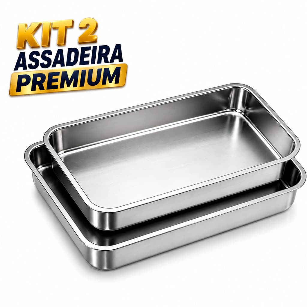 Kit 2 Formas Assadeira Retangular Alta N°2 e N°3