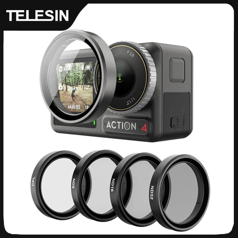 Conjunto de Lentes TELESIN CPL ND8 ND16 ND32 com Estrutura de Liga de Alumínio para DJI OSMO Action 3 4 5pro, Filtro ND