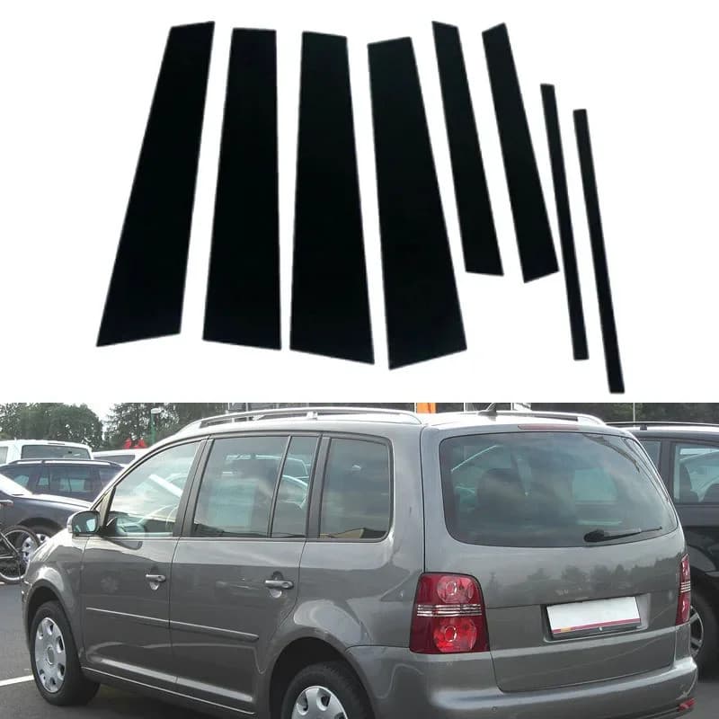 8 Peças de Adesivos de Acabamento para Colunas de Carro para Volkswagen Touran 1T 2004 2005-2015, Acessórios de Estilo p
