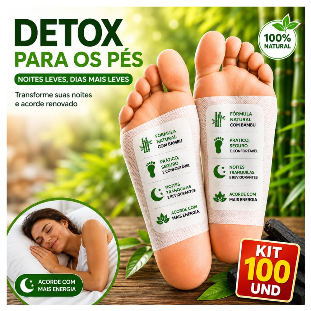 Kit 100 Detox para Pés Adesivo Relaxante Elimina Toxinas e Inchaço Desintoxicam-te Noturno