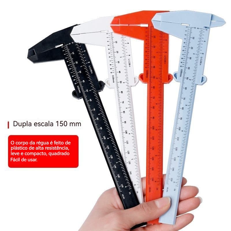 Paquímetro de plástico 0-150MM, régua de medição colorida para artesanato e faça-você-mesmo