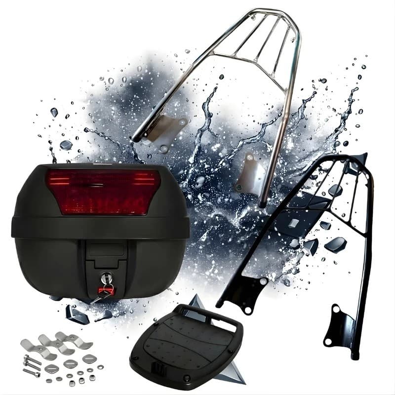 Bagageiro Cb 300 (Todas) + Baú Bauleto 28 Litros Preto Cromado