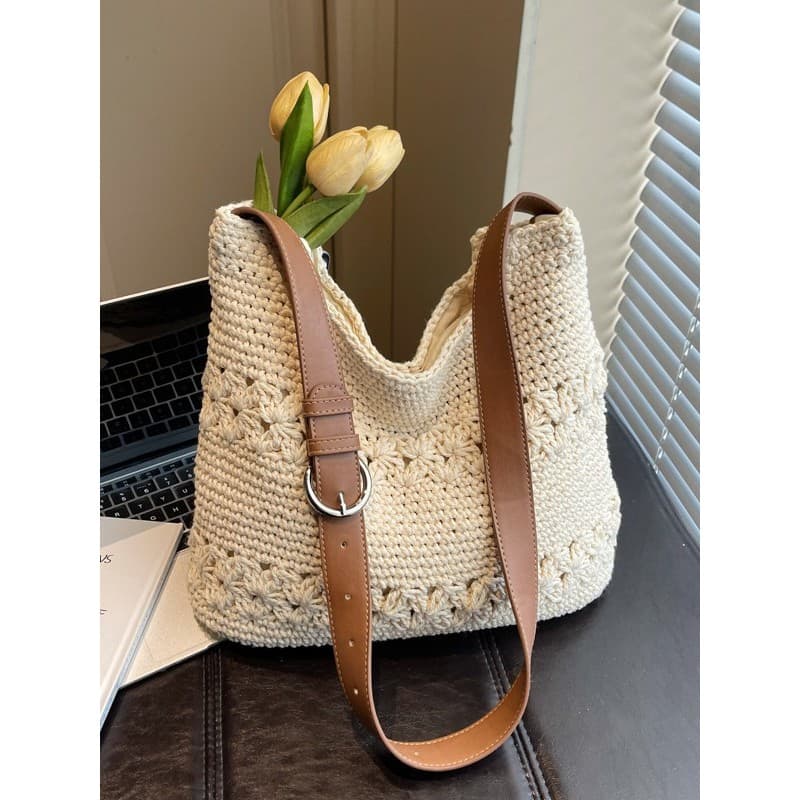Estilo de férias de malha grande saco feminino novo estilo coreano malha simples bolsa ombro grande capacidade Casual pr
