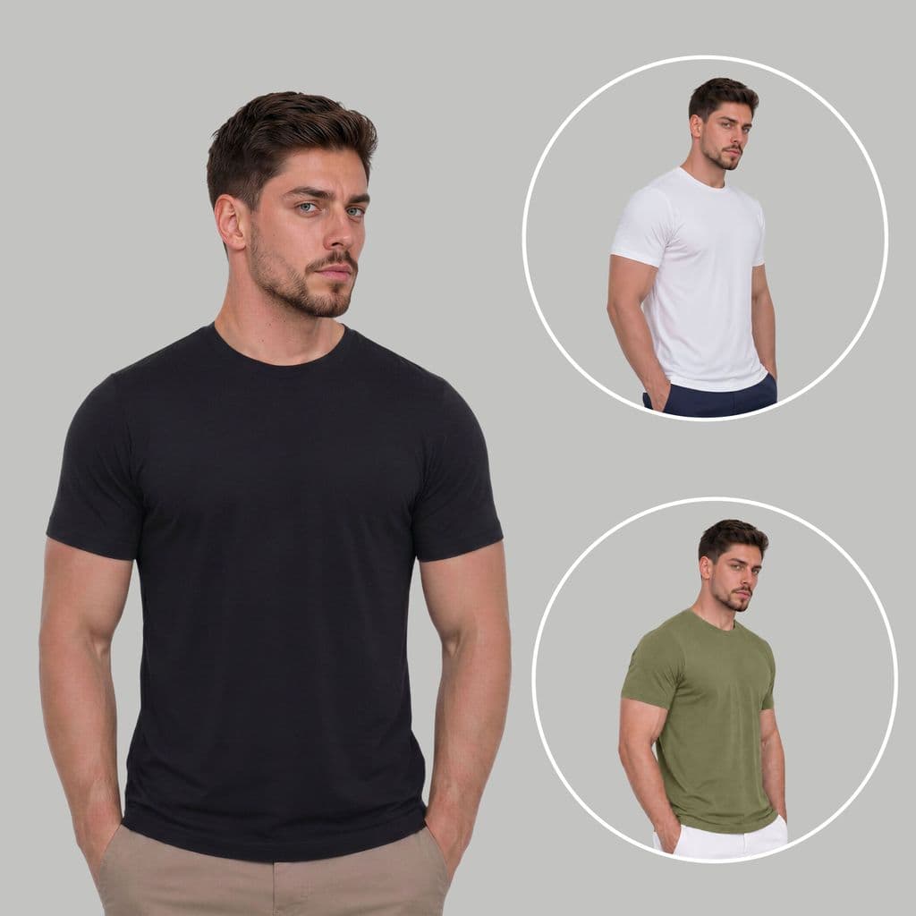Kit 3 Camiseta Tech Modal 92% Elastano 8% Modal Camisa Anti Odor Lisa Masculinax