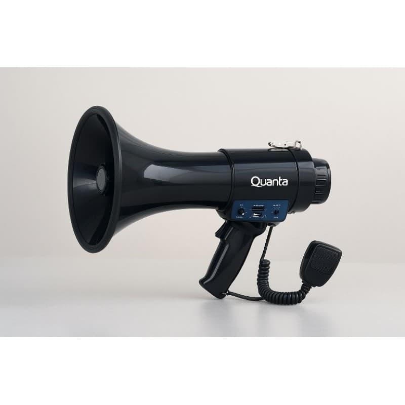 Megafone Quanta 40W com Entrada USB, SD e Microfone com Fio – Som Potente e Portátil