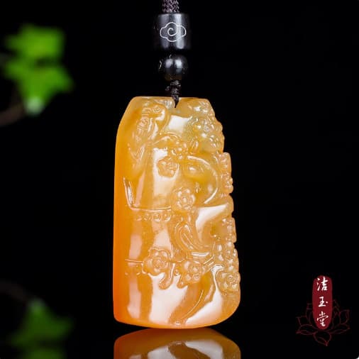 Huanglong jade feliz sobrancelha jade pingente jade colar masculino feminino jade pingente jade