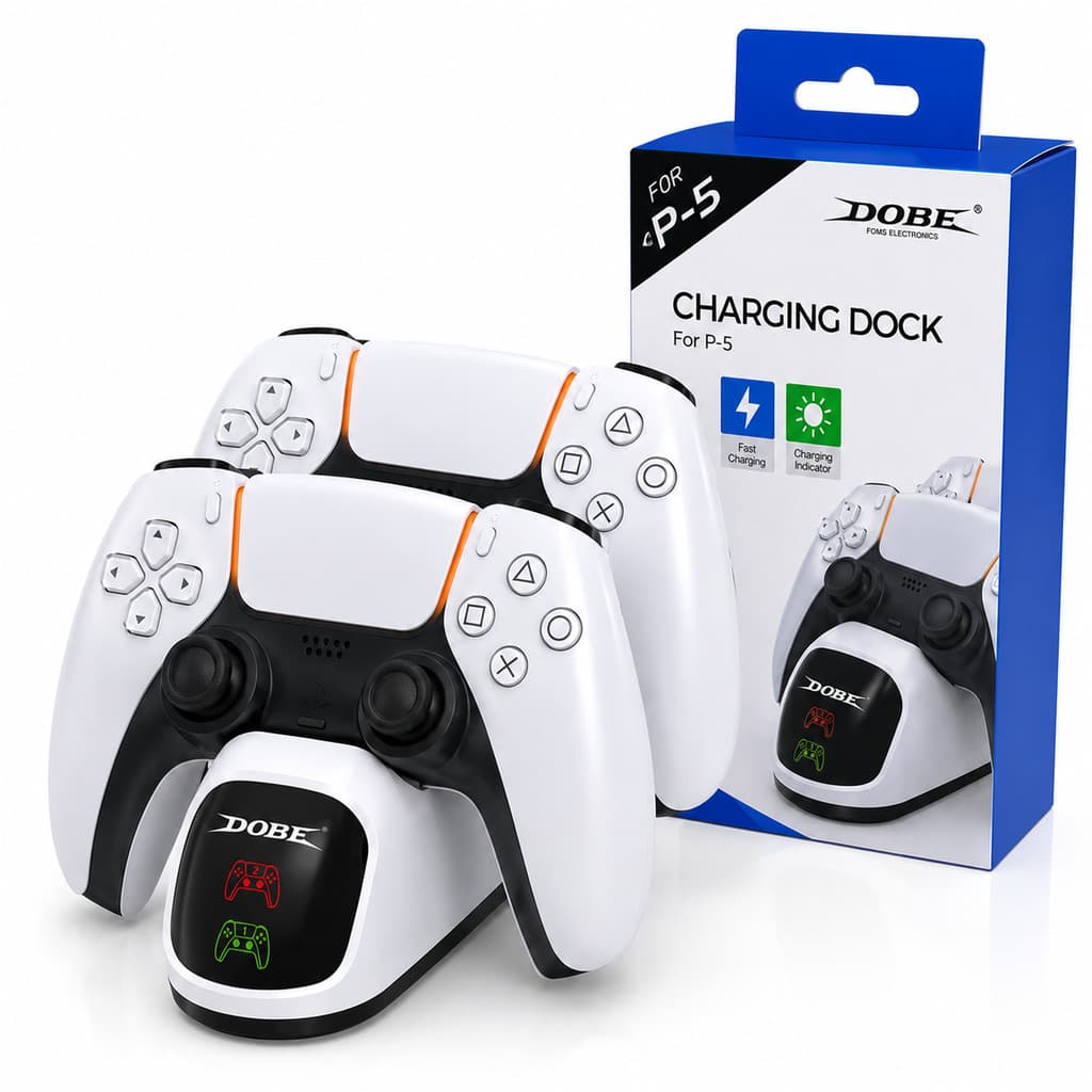Base Dock Carregamento Duplo Suporte Para Controle Dualsense Ps5 Dobe TP5-0515B