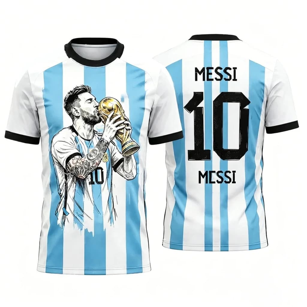 Messi No . 10 Kit De Treinamento De Camisa De Futebol Estilo West Coast Camiseta Esportiva De Verão Masculina Respirável