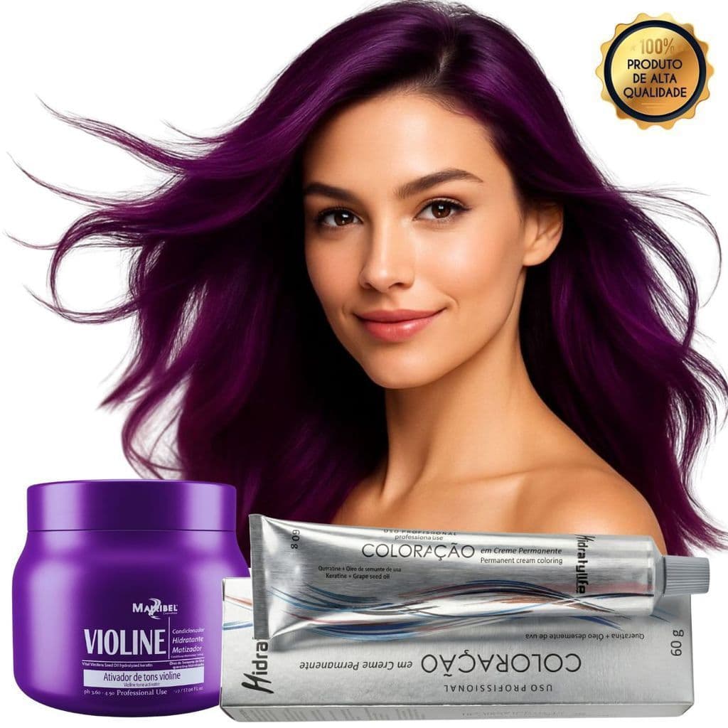 Tinta de Cabelo Roxo Tom 66.226 e Matizador Violine com Cobertura Uniforme e Brilho | Compre