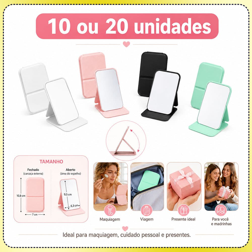 10/20x Espelho de maquiagem espelho de viagem espelho portátil espelho de bolso lembrancinha de festa de aniversário