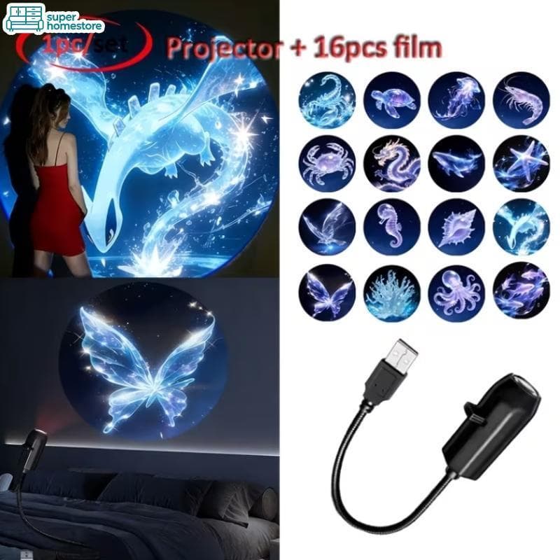 Luz De Projeção SUPER Criativa Dreamy Ocean Padrão Com Energia USB Para Decoração De Teto De Sala Lâmpada Noturna Macia