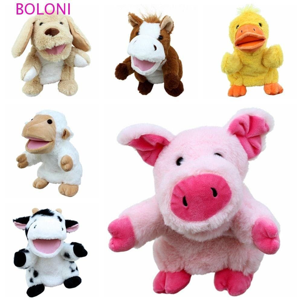 BOLONI Fantoches De Animais De Pelúcia , Bocas Abertas Móveis , Boneca De Mão Recheada , Vaca , Pato , Porco Macio