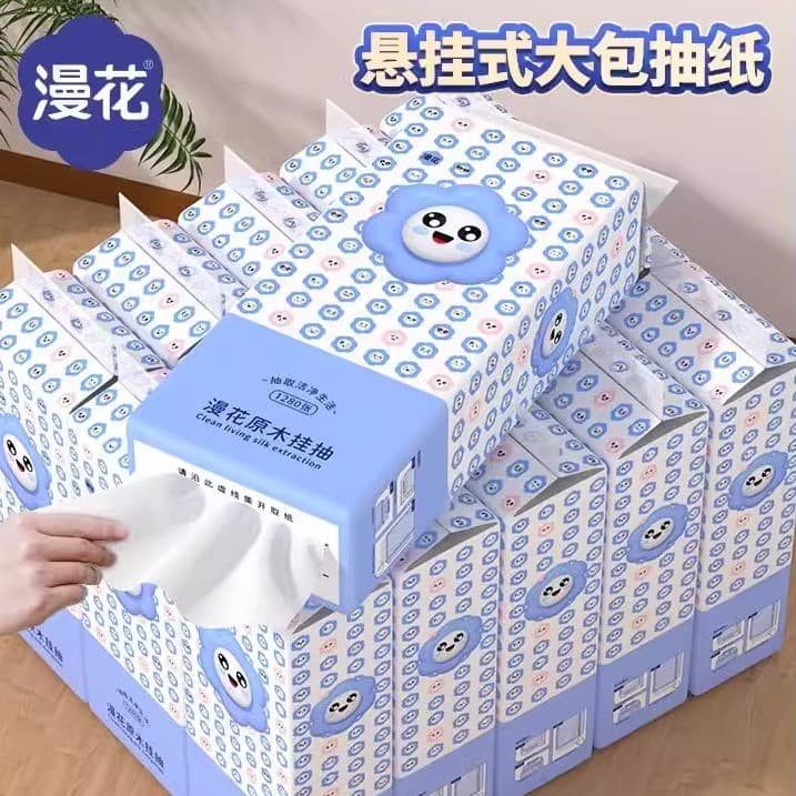 Flor longa pendurada saco grande almofada de ar papel doméstico pacote acessível caixa inteira guardanapo papel atacado