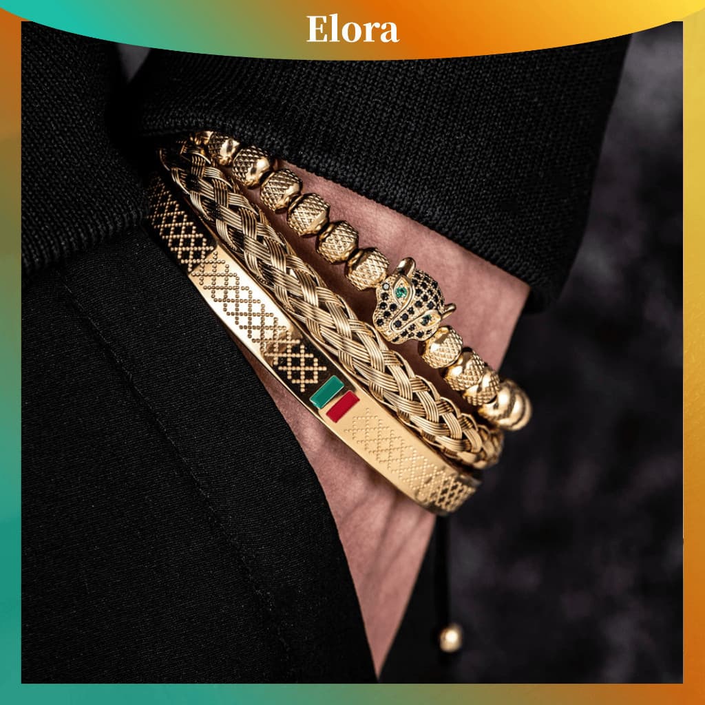 [348] Pulseira de Aço Titânio 3 peças/conjunto Pulseira de Moda Masculina Única Presente Q6JZ 1S22