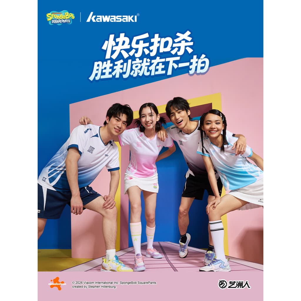 Kawasaki Bob Esponja Calça Quadrada Joint Badminton Jersey Mulheres Verão Novo Estilo de Secagem Rápida Esportes Top Tre