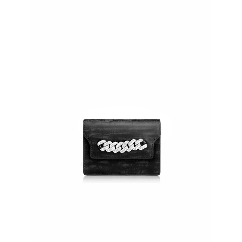 INJOYLIFE Porta-cartões retrô feminino Mini bolsa de moedas ultrafina carteira com corrente de diamante presente requint