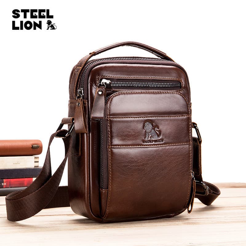 Couro masculino de um ombro Diagonal pequeno saco estilo Retro estilo Vertical saco quadrado primeira camada de couro ma