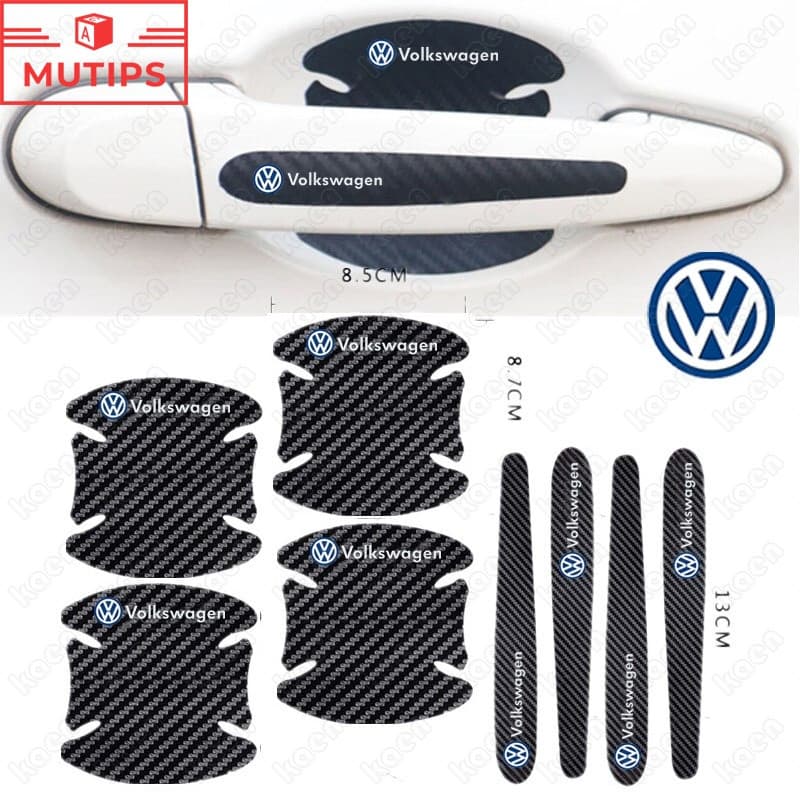 4/8 Pçs Adesivo Protetor De Maçaneta De Porta De Fibra De Carbono Para Volkswagen VW Polo 9n 9n3 Gol G5 G4 G3 G6 Nivus F