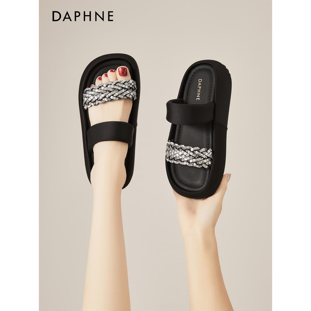 Daphne chinelos de sola grossa feminino 2026 novo estilo verão exterior usar merda-pisando sentimento flip-Flops areia f