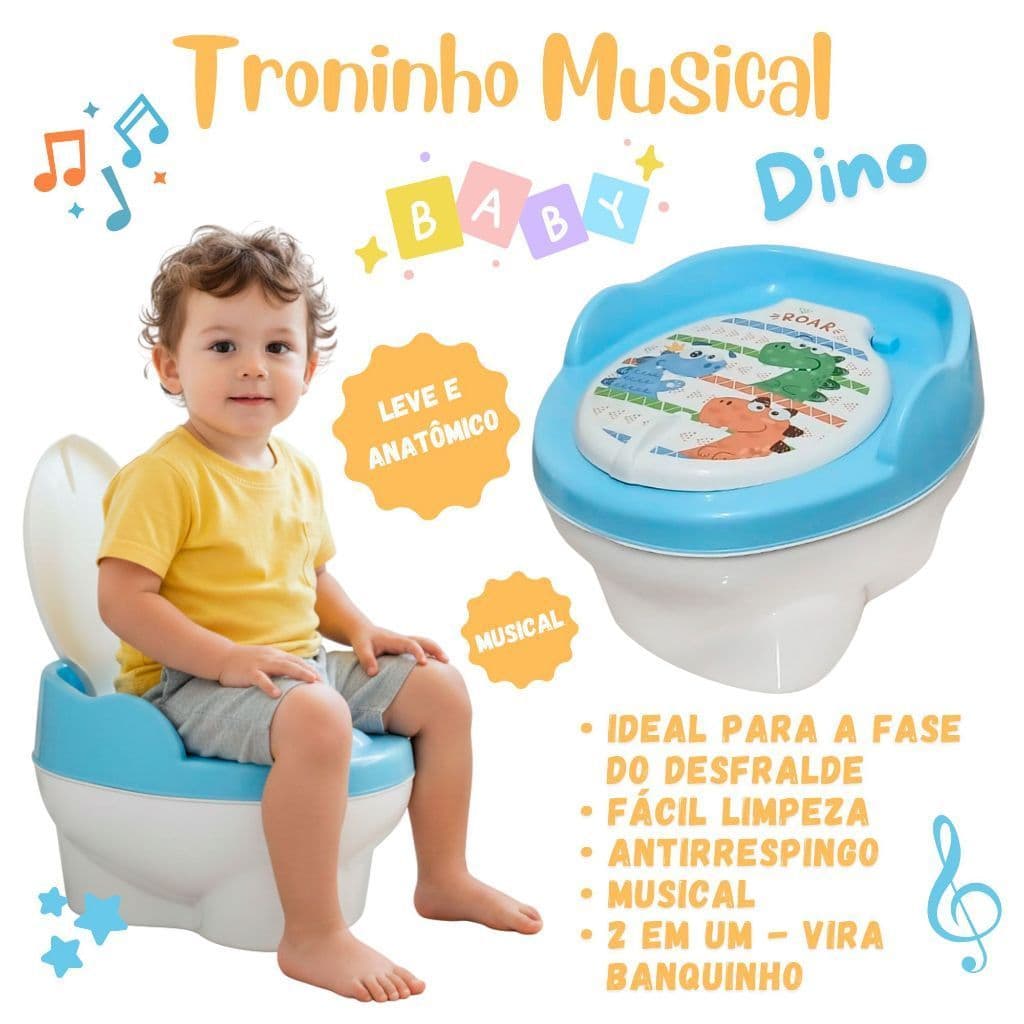Privadinha Infantil Penico Troninho Crianças Bebês Desfralde Musical Leve e Anatômico para Fase do Desfralde do Bebê