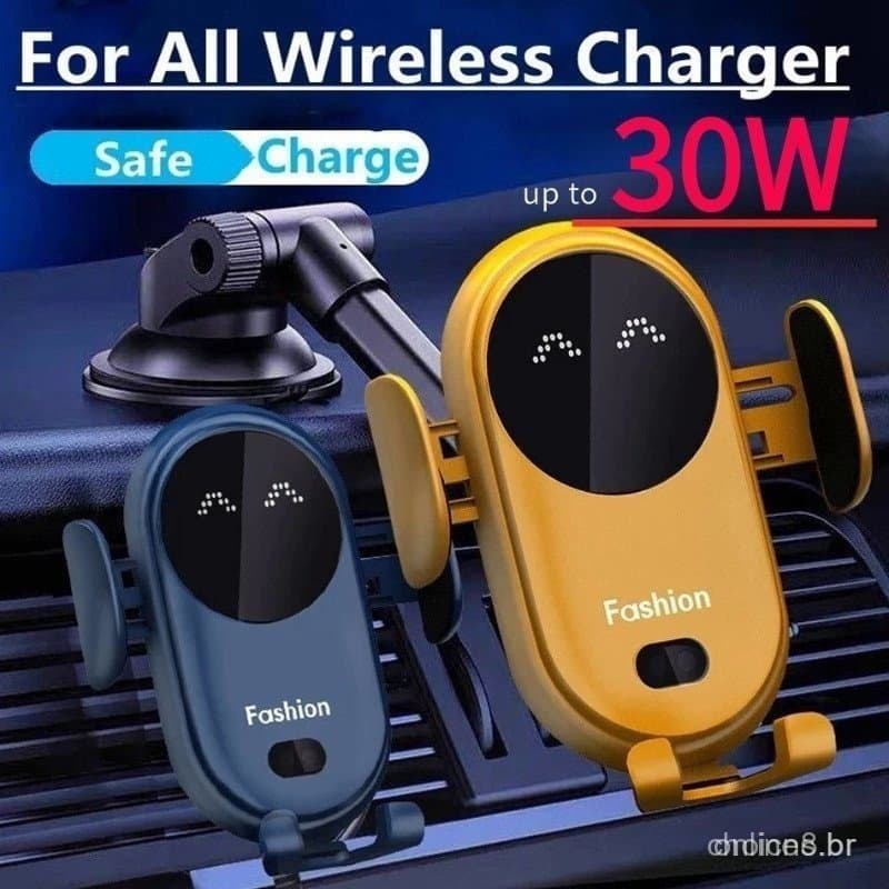 Carregador de Carro Sem Fio 30W Suporte para Telefone Compatível com iPhone 15 14 13 12 Pro Max 11 11 Pro X XR XS MAX 8