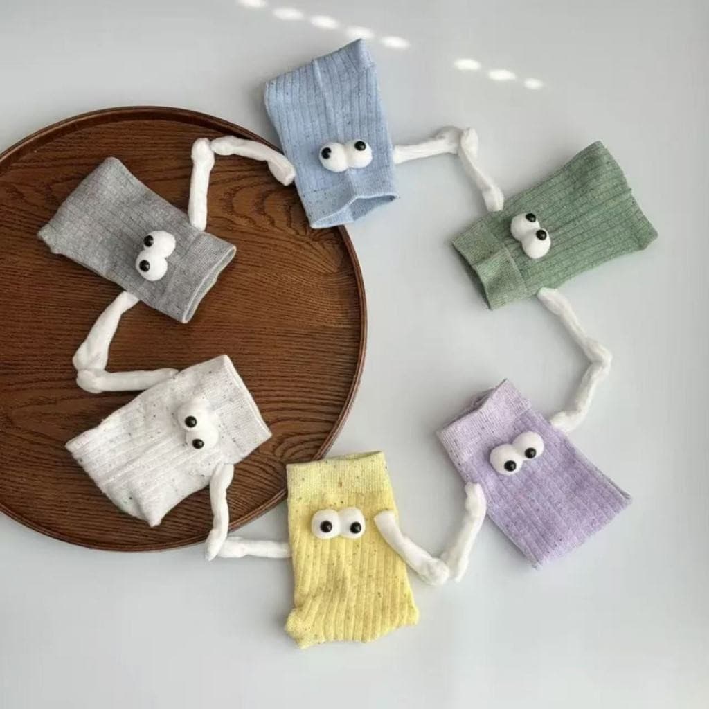 KIT3 E 6 PARES Meias INFANTIL para Casal com Mãos e Olhos Grandes Presente