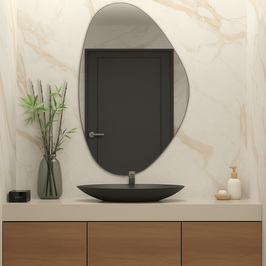 Espelho Orgânico 50x60cm Lapidado Decorativo – Acabamento Premium para Quarto, Sala e Banheiro