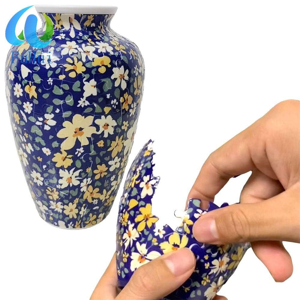Vaso De Quebra-Cabeça 3D FUHUI , Flores Artístico DIY Jigsaw , Arranjo Criativo