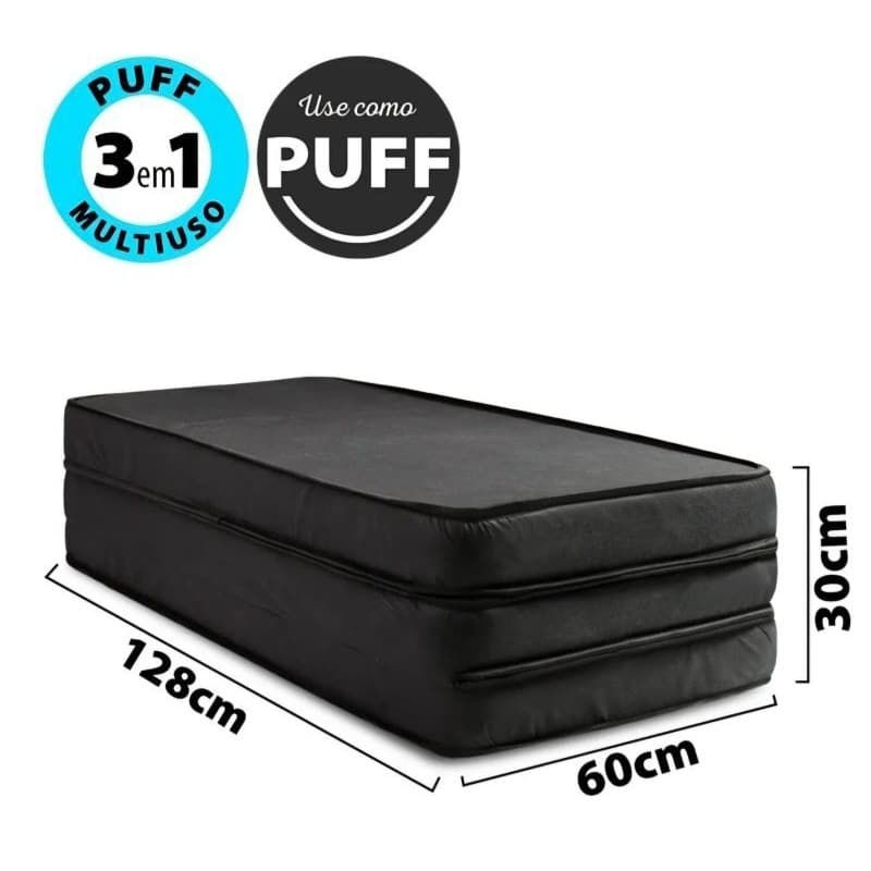 Colchão Dobrável de Casal Puffs Sofá3x1Economia de Espaço Prático Bom Bonito e Barato o Melhor Preço