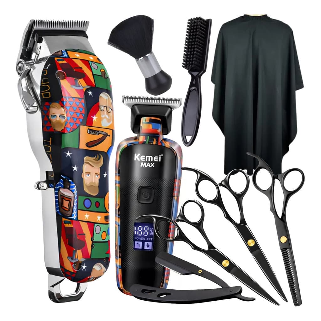 Kit Máquina De Corta Cabelo Km 2092 Km-5090 Kemei Max