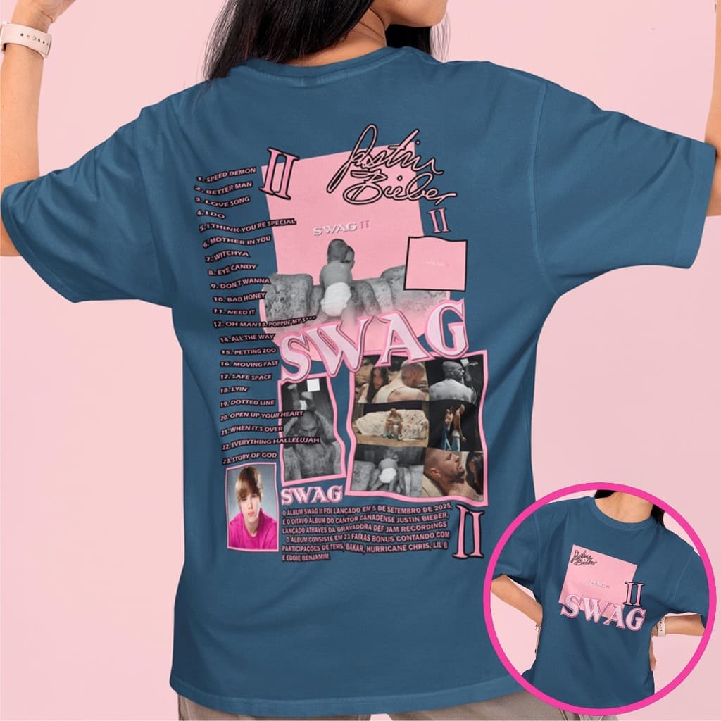 Camisa Justin Bieber Musicas Álbum Swag II Segunda Parte Camiseta Justin Look Feminino
