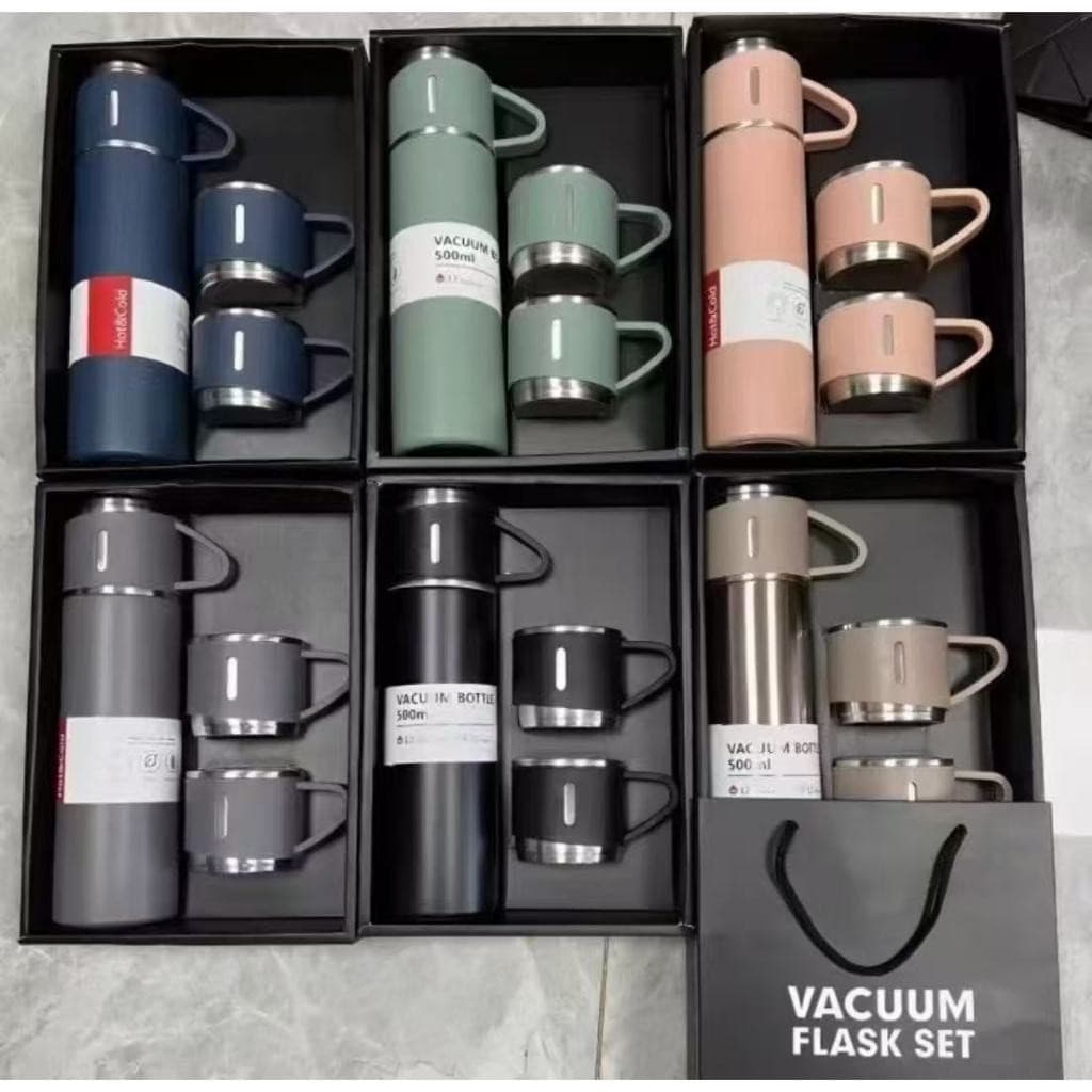 Garrafa Térmica de Aço INOX 500ML com Tampa / para Café e Chá / Kit com Peças=LMC