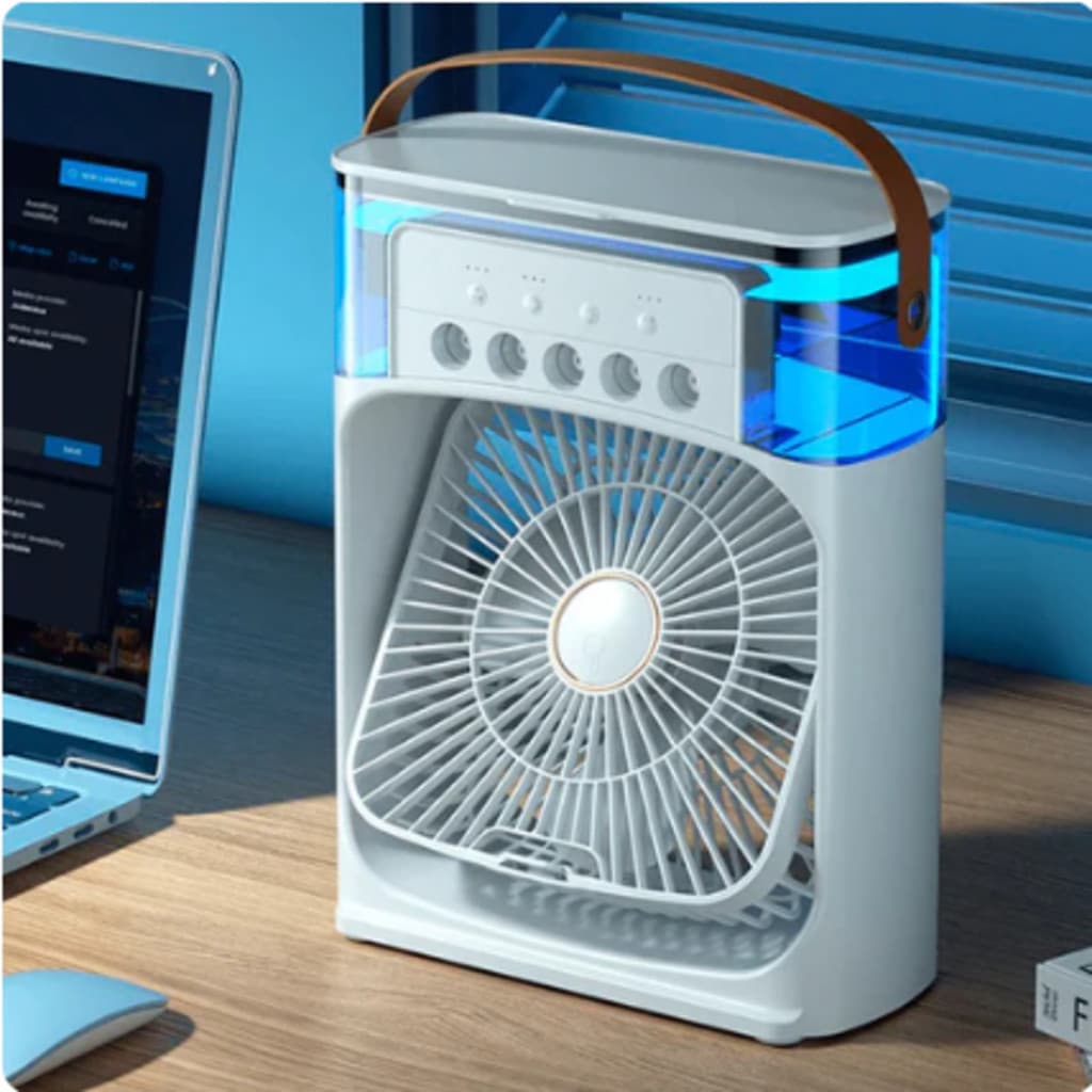 Refrigerador De Ar Ventilador Umidificador Portátil Com Led Reservatório De Água TIPO-C USB