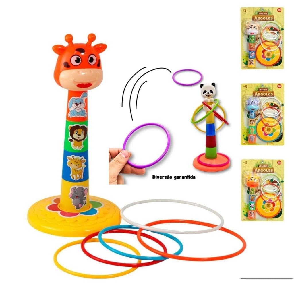 Jogo de Argolas Infantil Plástico Coordenação Motora Festa Escolar