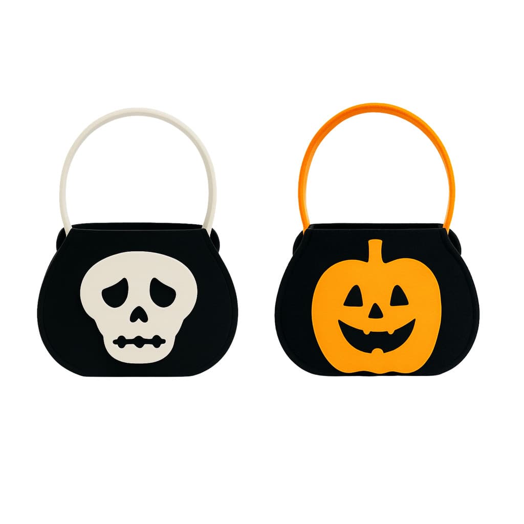 Cestinha de Halloween Caveira e Abóbora Para Doces Festa Decoração