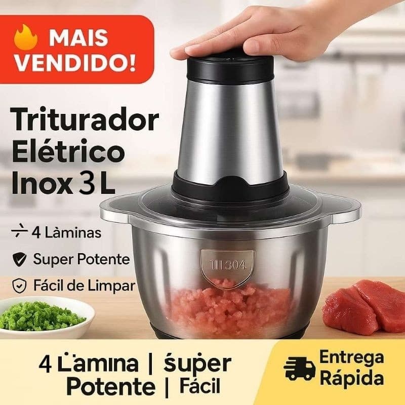 Multiprocessador Elétrico 3L: Moê carne, pica legumes e mistura