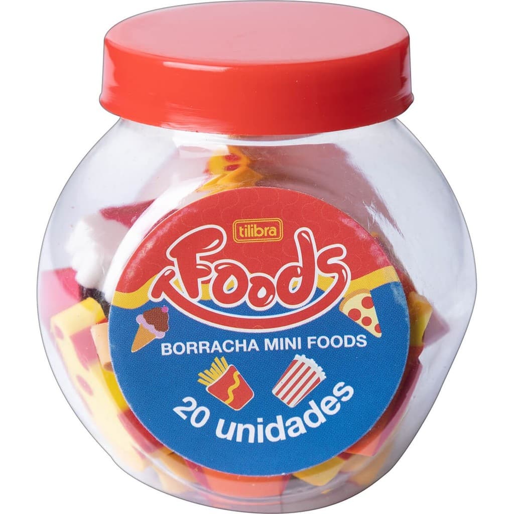 Borracha Mini Foods - Pote c/ 20 Unidades - Tilibra
