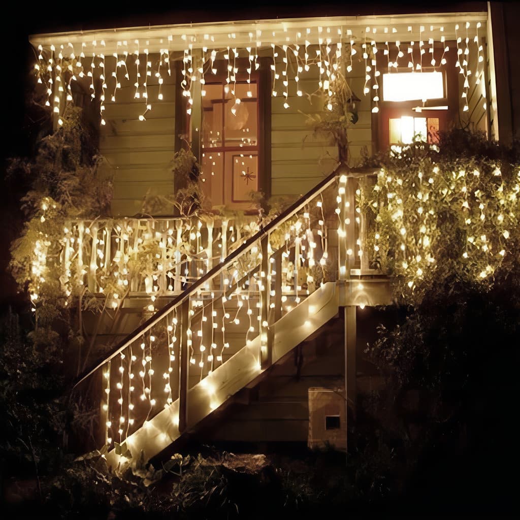 Cascata 400 Leds 10 Metros Luz Branco Quente Dourado Fixo 127v