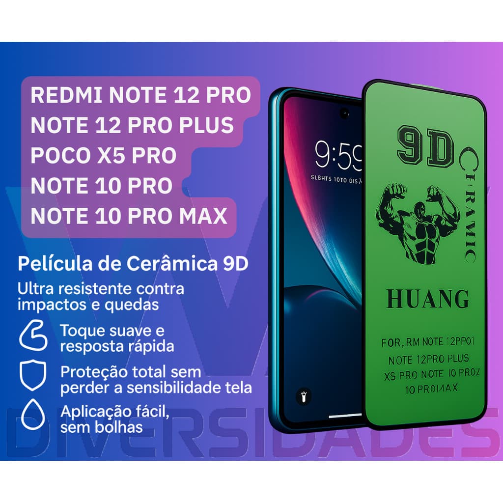 Redmi Note 12 / 12 Pro / Redmi Note 10 Pro / Pro Max / Poco X5 Pro Película Cerâmica 3D