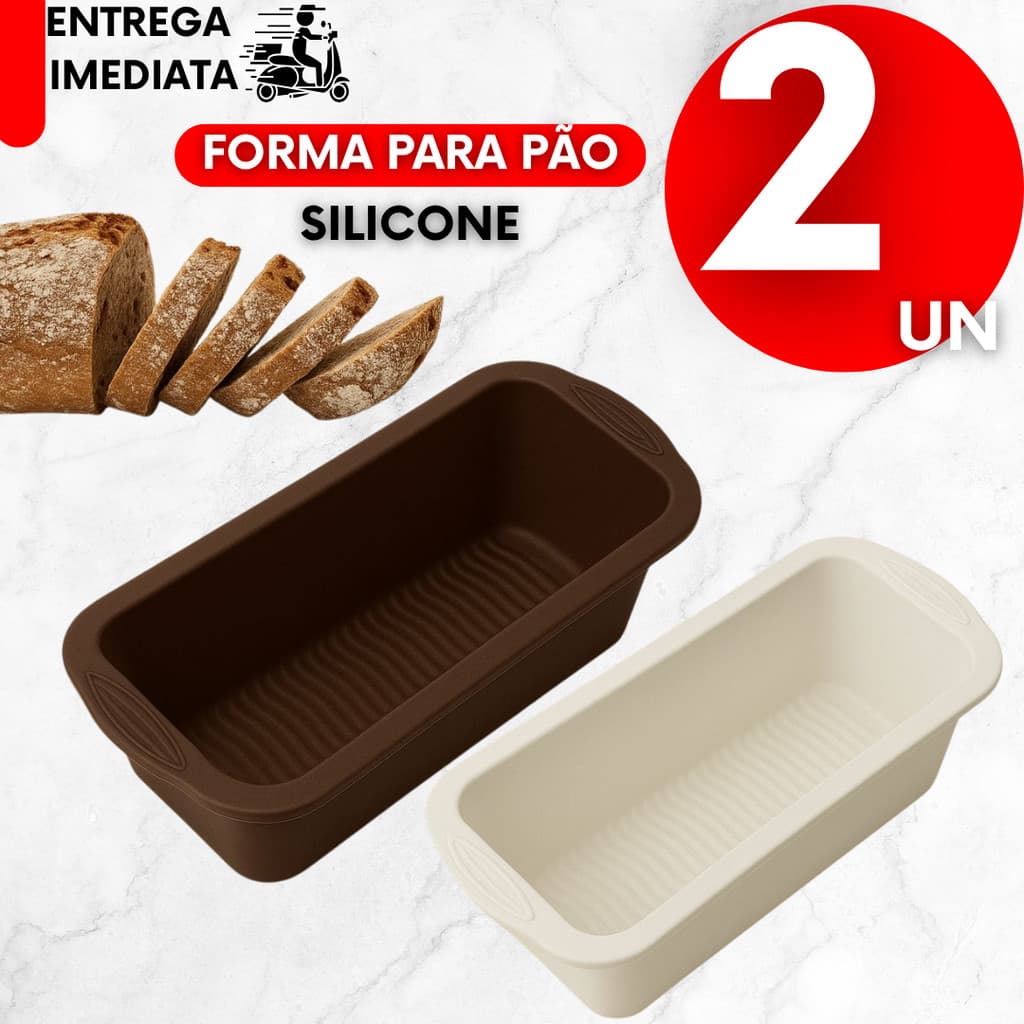02 Forma de Silicone Arras Pães Bolos Retangular Forma Airfryer Forno Antiaderente Ideal Cozinha Culinária