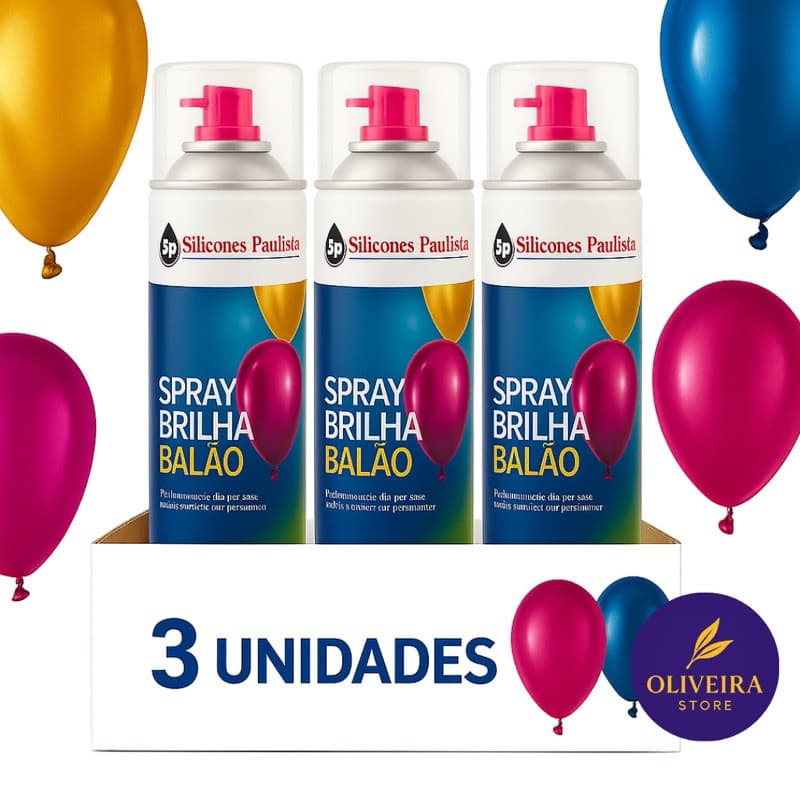 KIT 3 UNIDADES SPRAY BRILHA BALÃO DECORACAO FESTA BRILHO BEXIGA