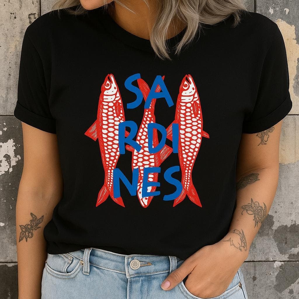 T shirt Sardinhas Camiseta Feminina básica Sardines 100% Algodão Conforto e estilo verão Entrega Imediata